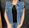 Denim Button Down Vest - Country Lace Boutique