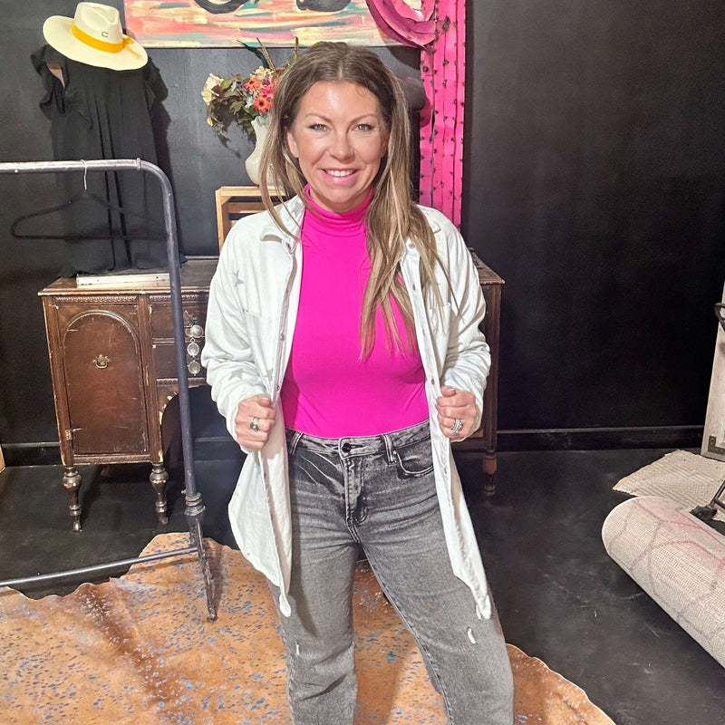 Denim Star Button Down Shirt/ Cardigan Top - Country Lace Boutique