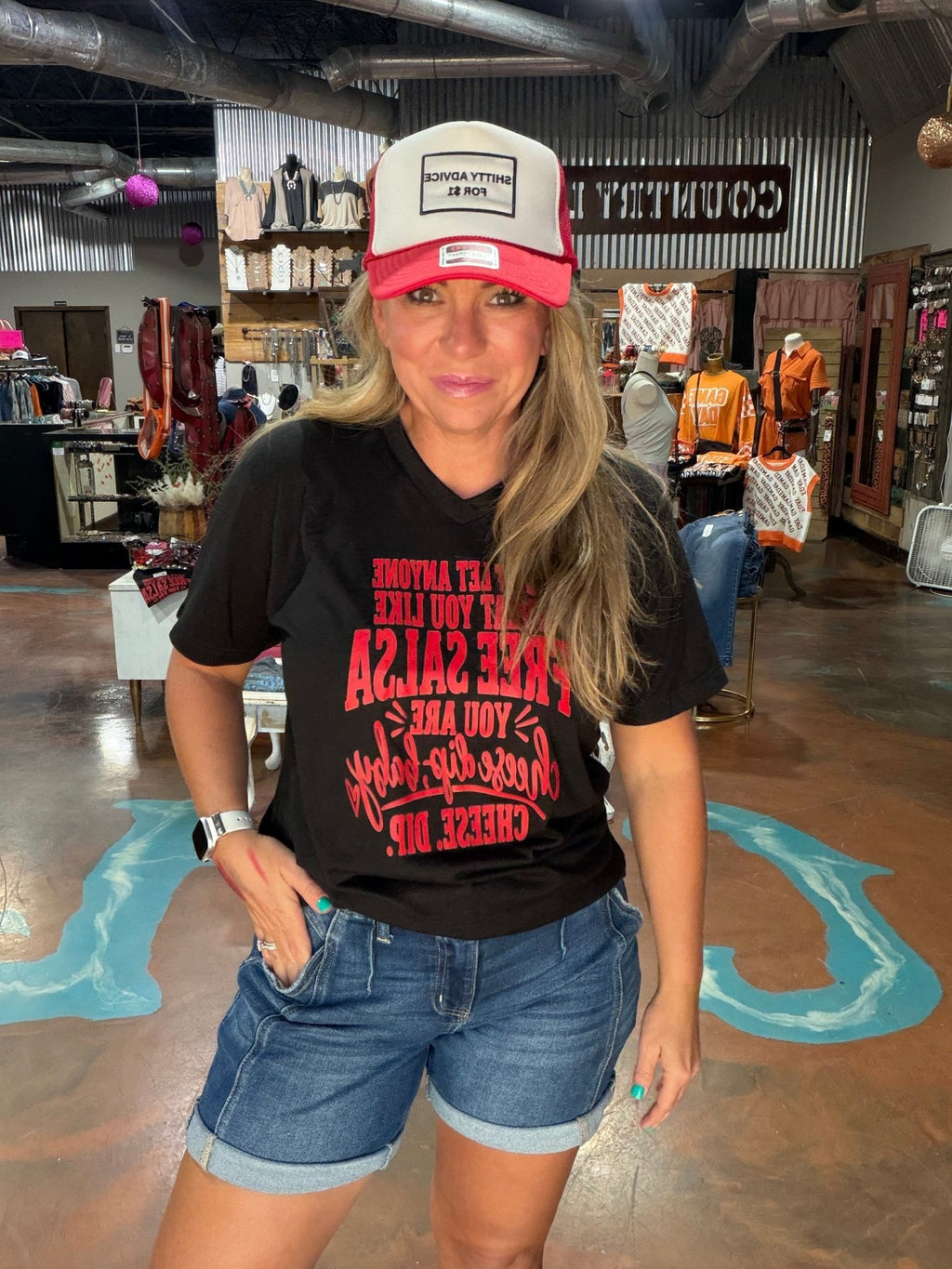 Don't Let Anyone Treat You Like Free Salsa You Are Cheese Dip Black V Neck Tee - Country Lace Boutique