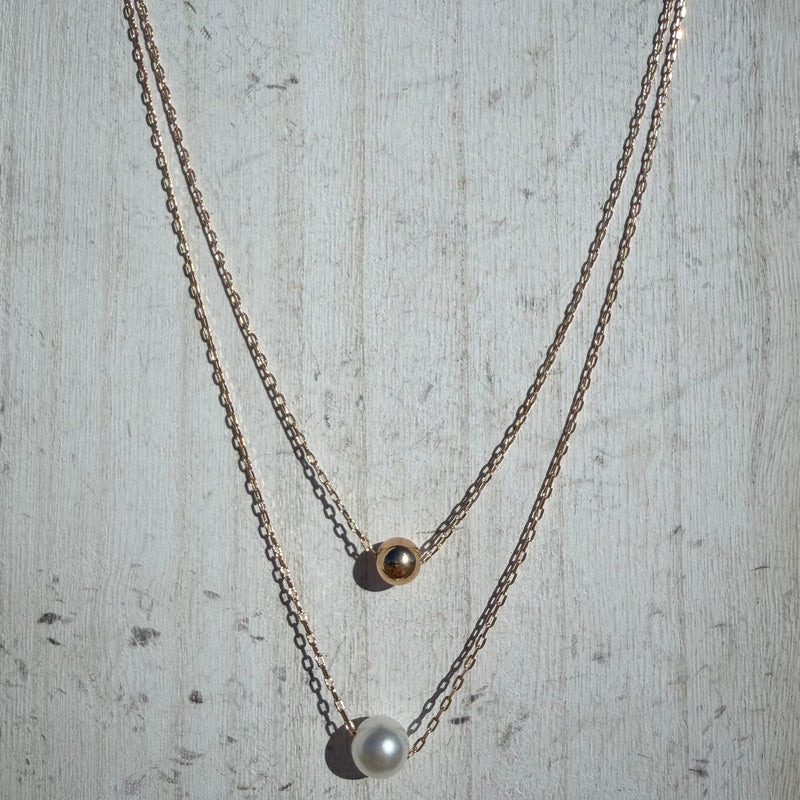 Double Chain with White Ball & Gold Ball Fashion Necklace - Country Lace Boutique
