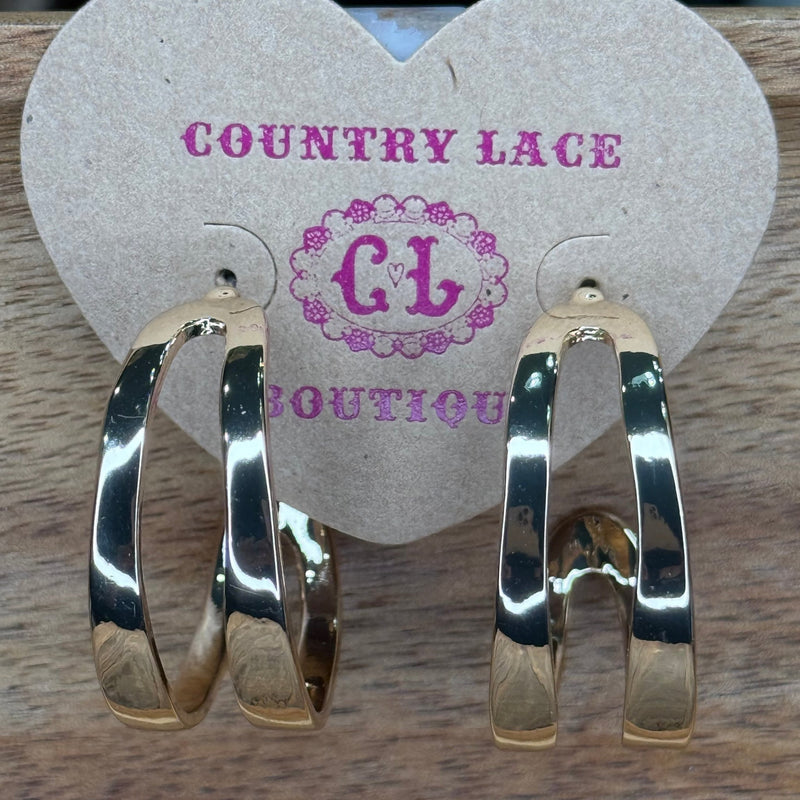 Double Gold Hoop Fashion Earring - Country Lace Boutique