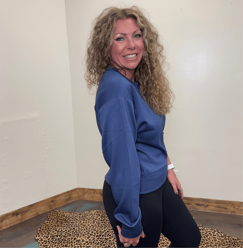 Dusty Navy Super Soft Crop Sweat Shirt - Country Lace Boutique