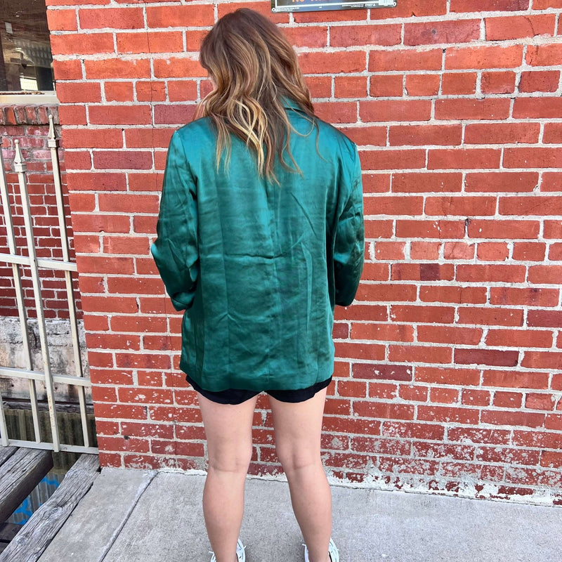 Emerald Green and Animal Print Blazer - Country Lace Boutique