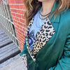 Emerald Green and Animal Print Blazer - Country Lace Boutique