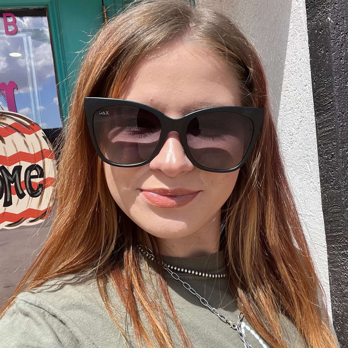 Emily In Black Sunglasses - Country Lace Boutique