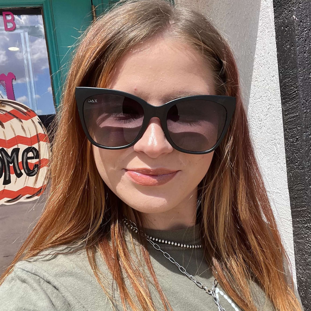 Emily In Black Sunglasses - Country Lace Boutique