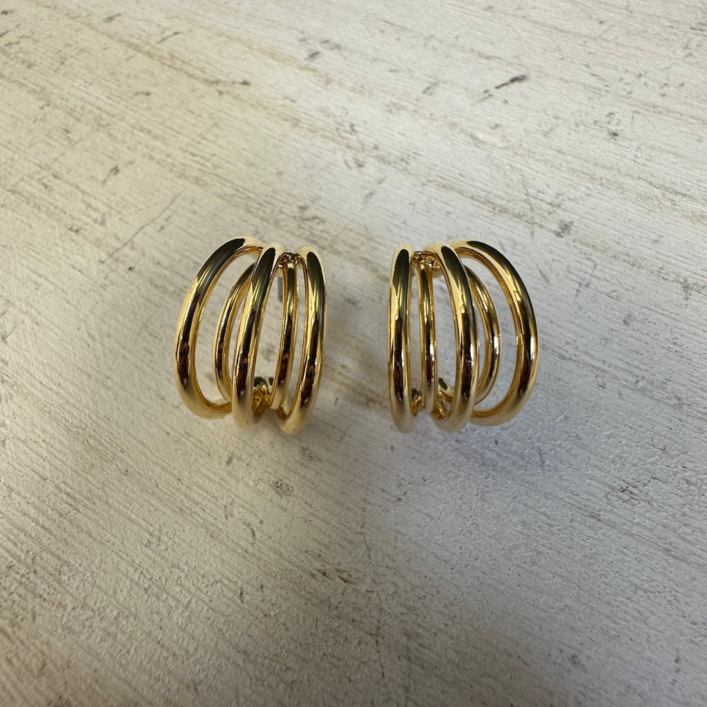 Everyday 5 Hoop Gold Post Fashion Earrings - Country Lace Boutique