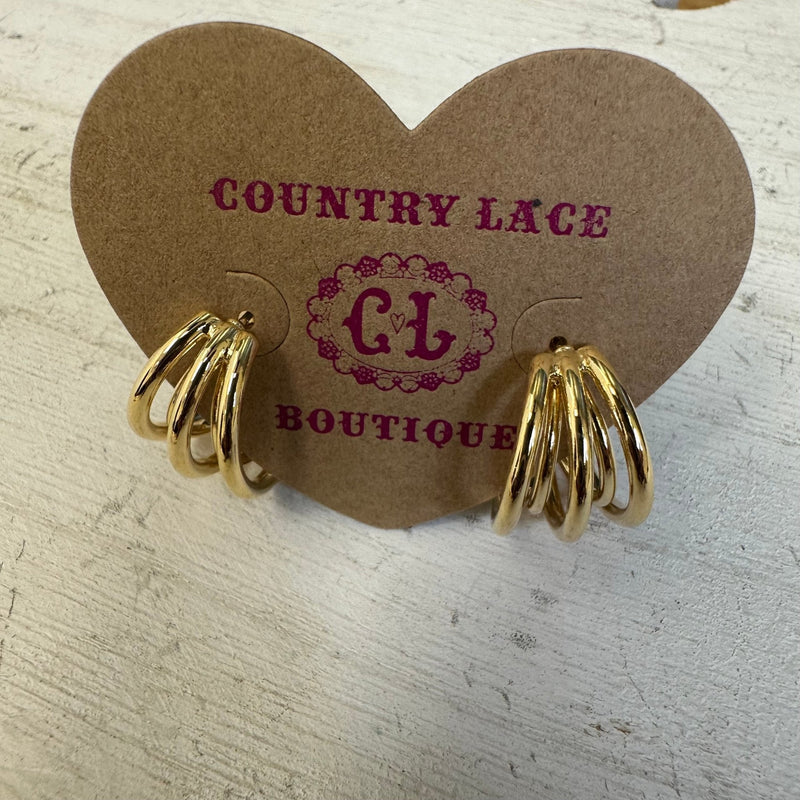 Everyday 5 Hoop Gold Post Fashion Earrings - Country Lace Boutique