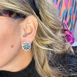 Concho Turquoise Post Stud Genuine Earring