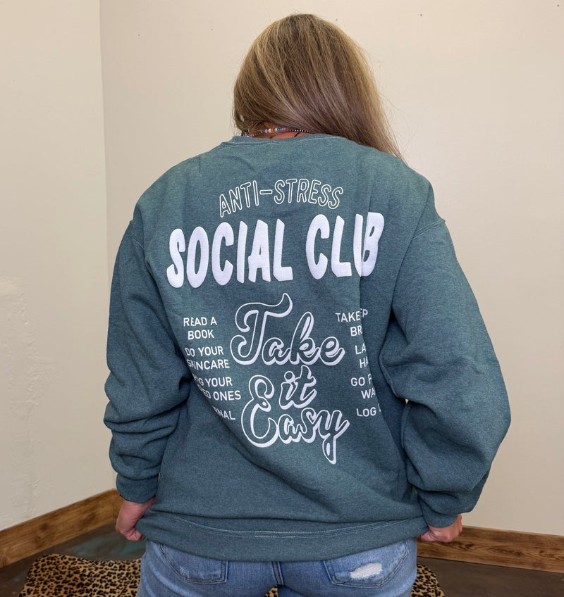 Faded Green Anti - Social Club Take It Easy Sweatshirt - Country Lace Boutique