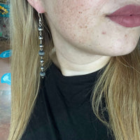 Fancy Drop Patterned Navajo Pearl Sterling Silver Earring - Country Lace Boutique