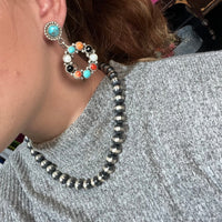 Fancy Kingman Multi Stone Post Sterling Silver Earring - Country Lace Boutique