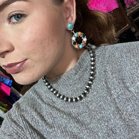 Fancy Kingman Multi Stone Post Sterling Silver Earring - Country Lace Boutique