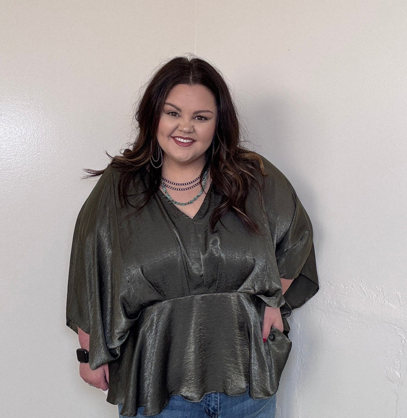 Fancy Olive Plus Size Dolman Sleeve Top - Country Lace Boutique