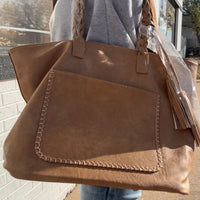 "Faux" Tan Leather with Braided Strap Purse w/ Wallet - Country Lace Boutique