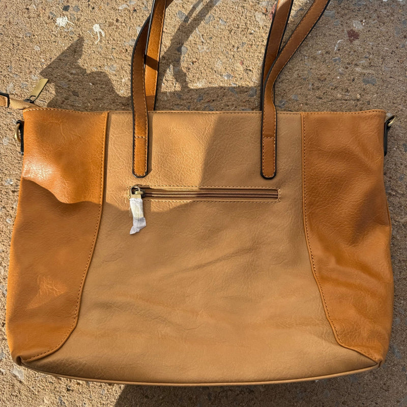 "Faux" Two Toned Tan with Removeable & Adjustable Strap Purse w/ Wallet - Country Lace Boutique