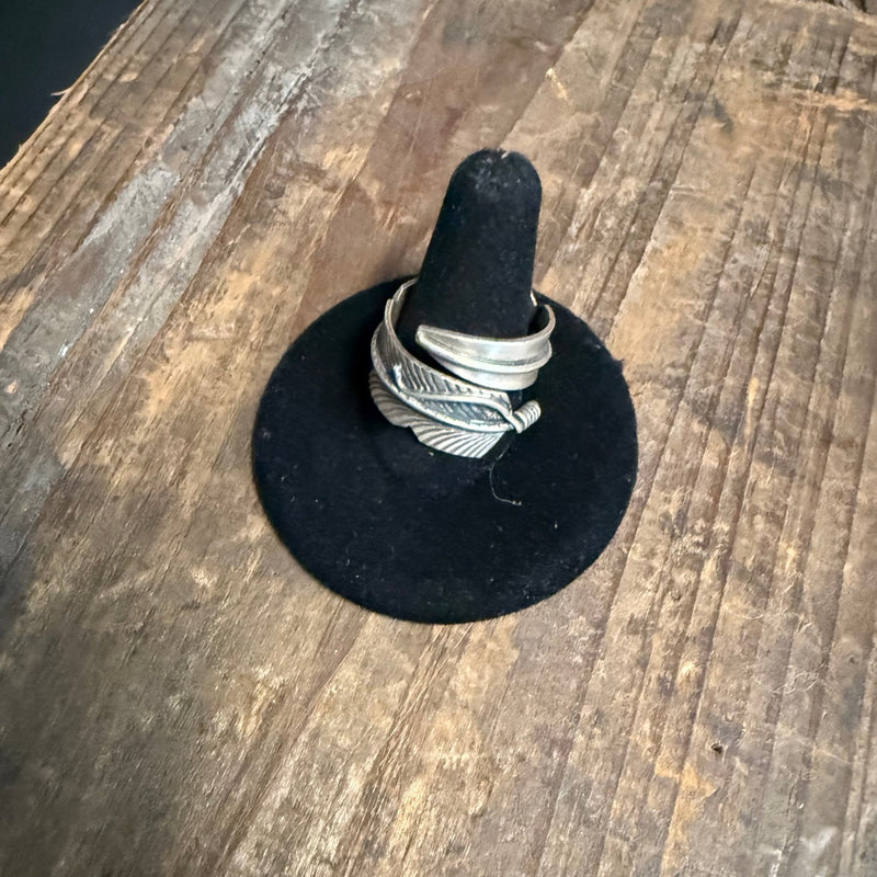 Feather Adjustable Sterling Silver Ring - Country Lace Boutique