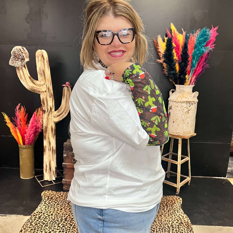 Feliz Navidad Mesh Long sleeve Top - Country Lace Boutique