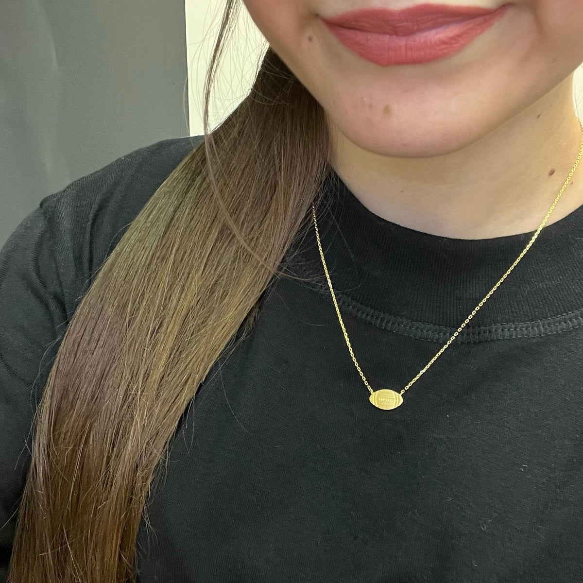 Flat Football Gold Fashion Necklace - Country Lace Boutique