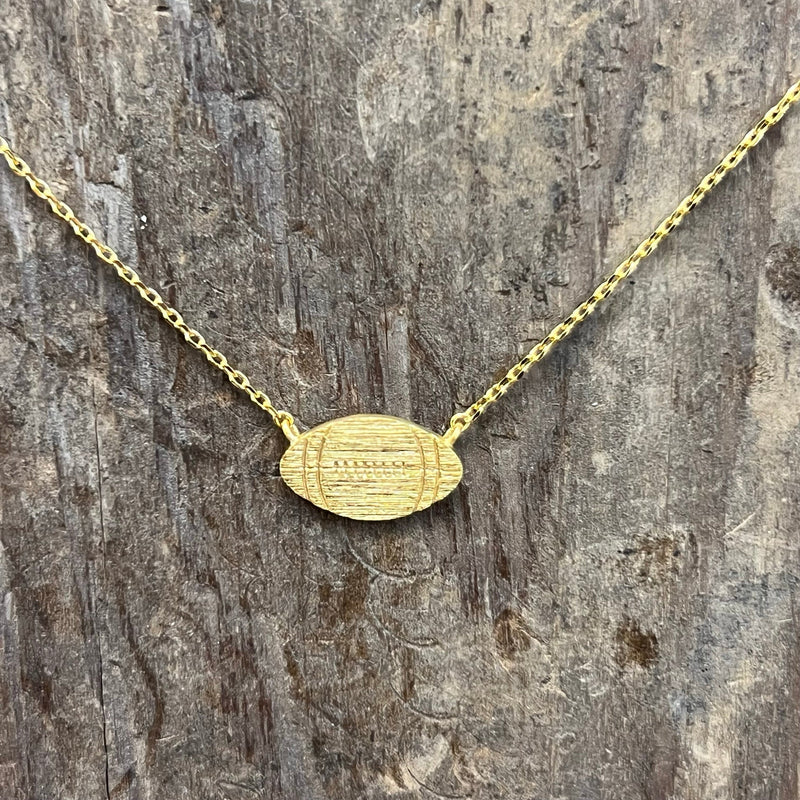 Flat Football Gold Fashion Necklace - Country Lace Boutique