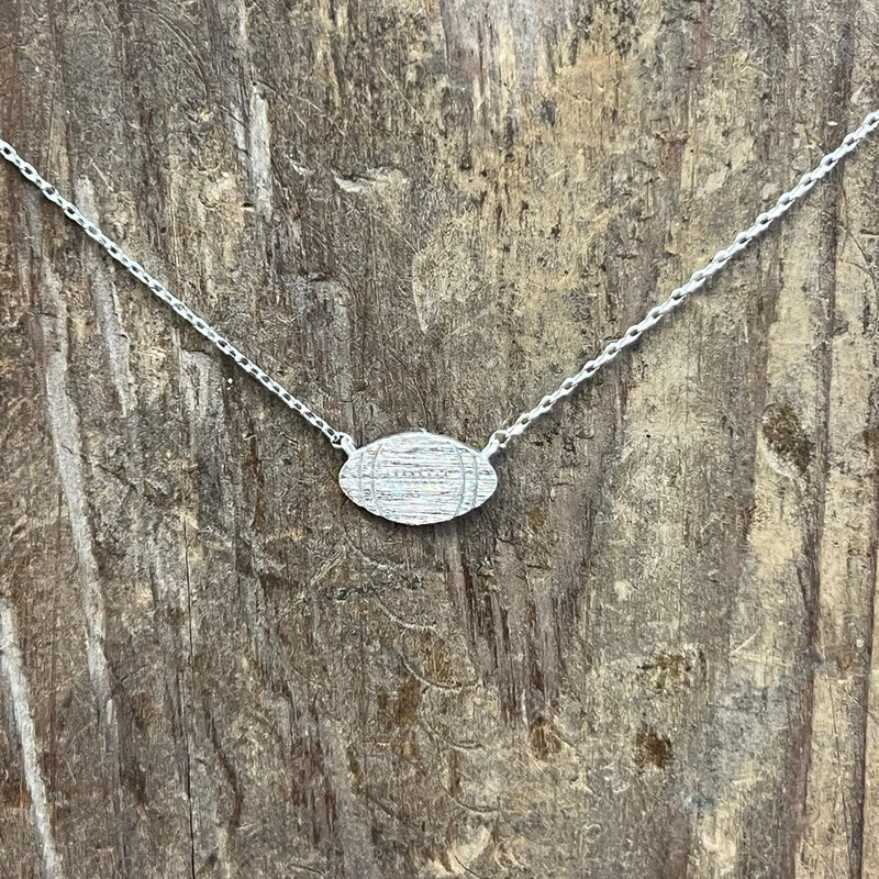 Flat Football Silver Fashion Necklace - Country Lace Boutique