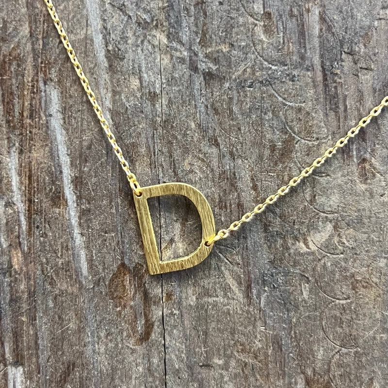 Flat Sideways Gold Fashion Letter Necklace - Country Lace Boutique