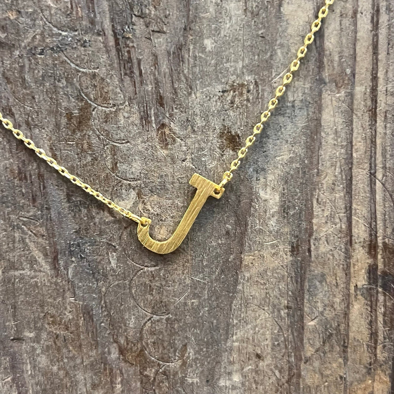 Flat Sideways Gold Fashion Letter Necklace - Country Lace Boutique