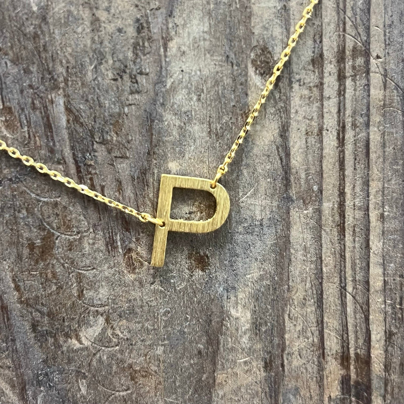 Flat Sideways Gold Fashion Letter Necklace - Country Lace Boutique