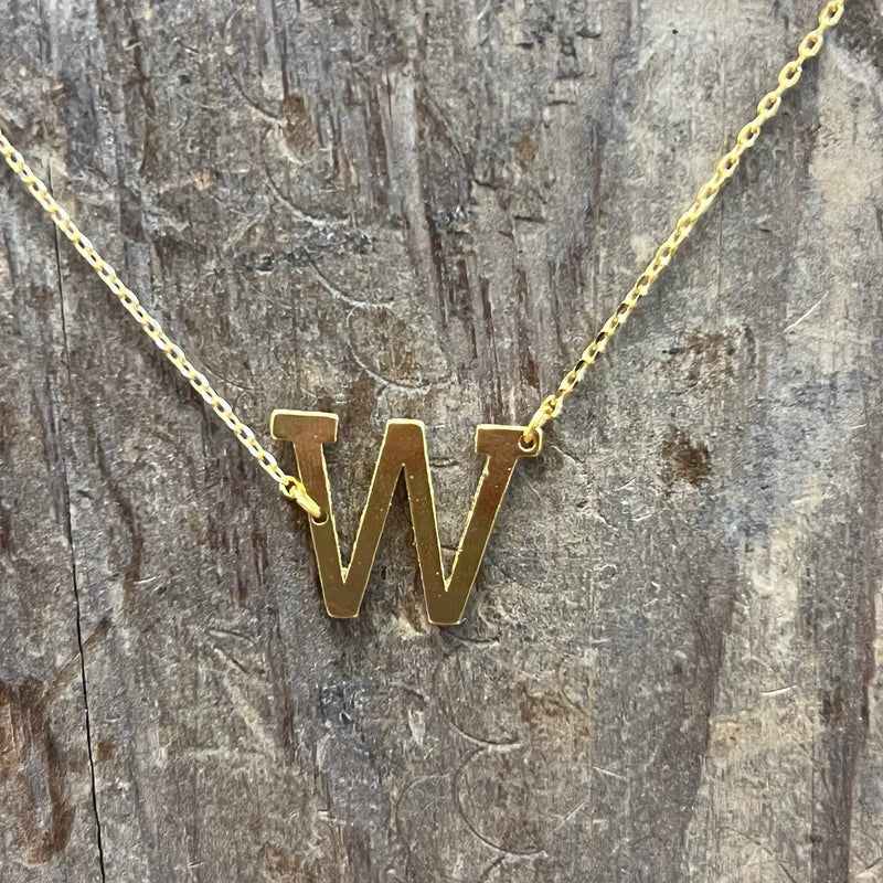 Flat Sideways Gold Fashion Letter Necklace - Country Lace Boutique