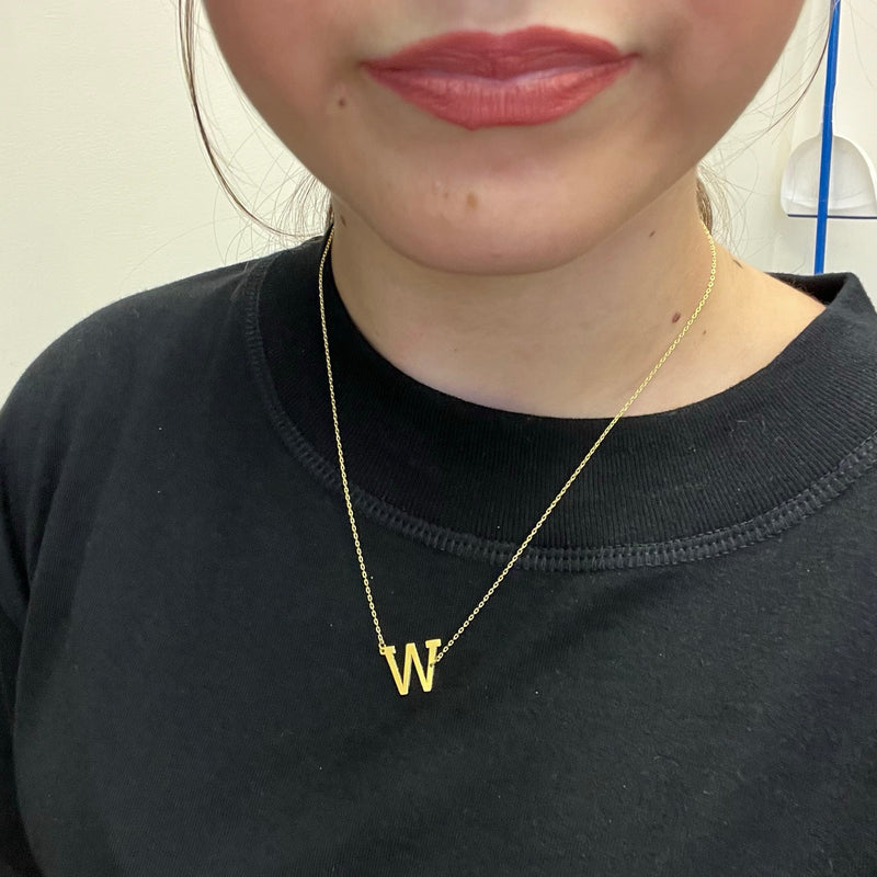 Flat Sideways Gold Fashion Letter Necklace - Country Lace Boutique