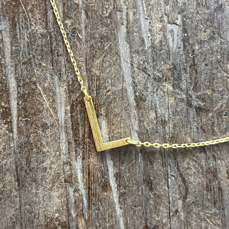 Flat Sideways Gold Fashion Letter Necklace - Country Lace Boutique