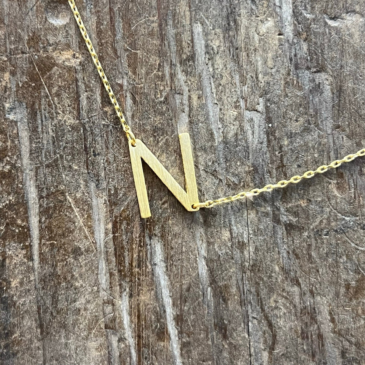 Flat Sideways Gold Fashion Letter Necklace - Country Lace Boutique