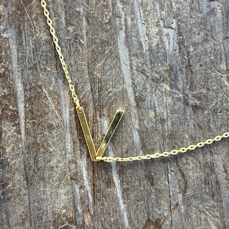 Flat Sideways Gold Fashion Letter Necklace - Country Lace Boutique
