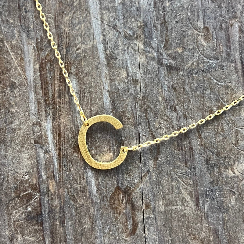 Flat Sideways Gold Fashion Letter Necklace - Country Lace Boutique