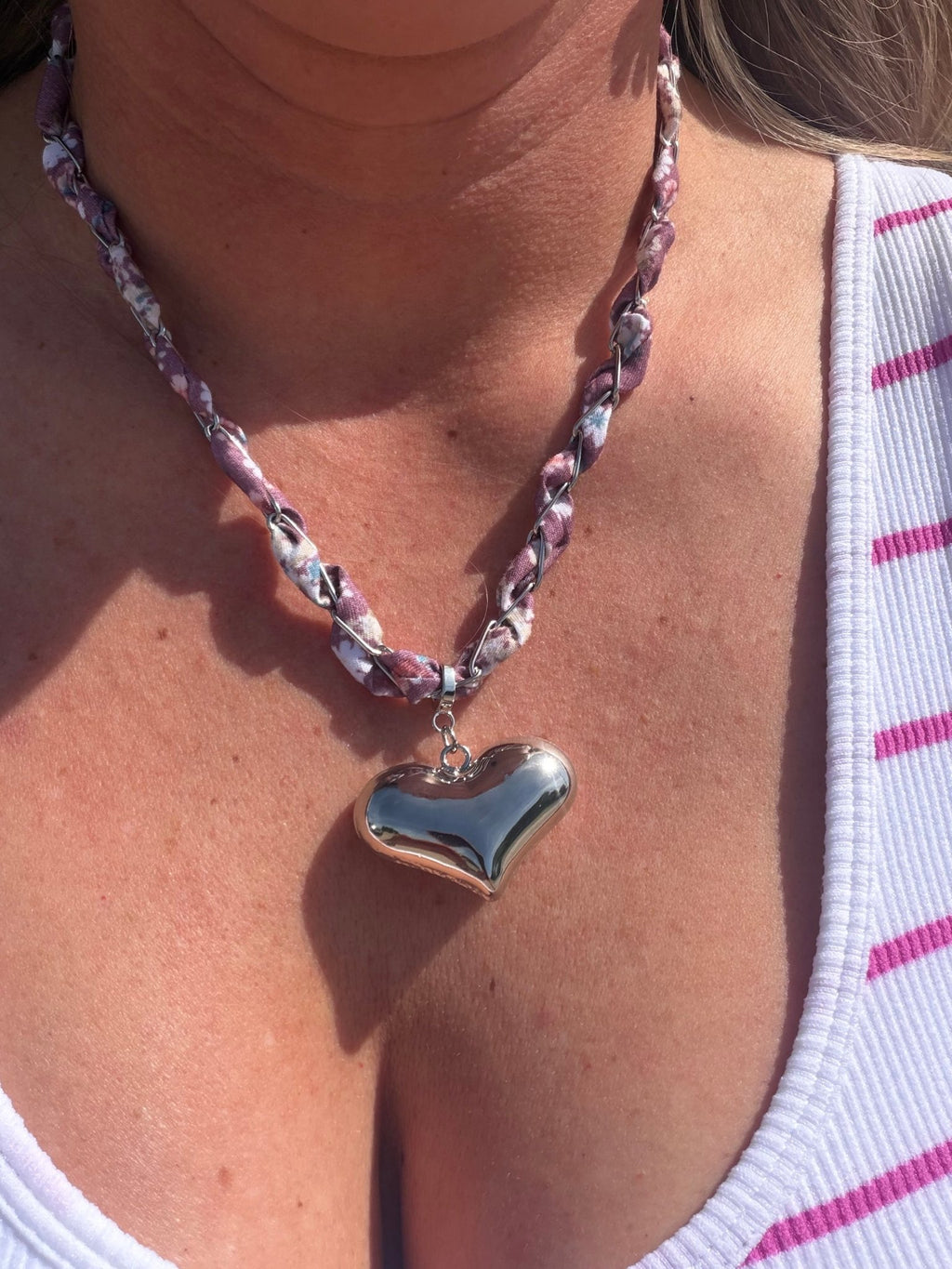 Floral Purple Fabric Necklace - Country Lace Boutique