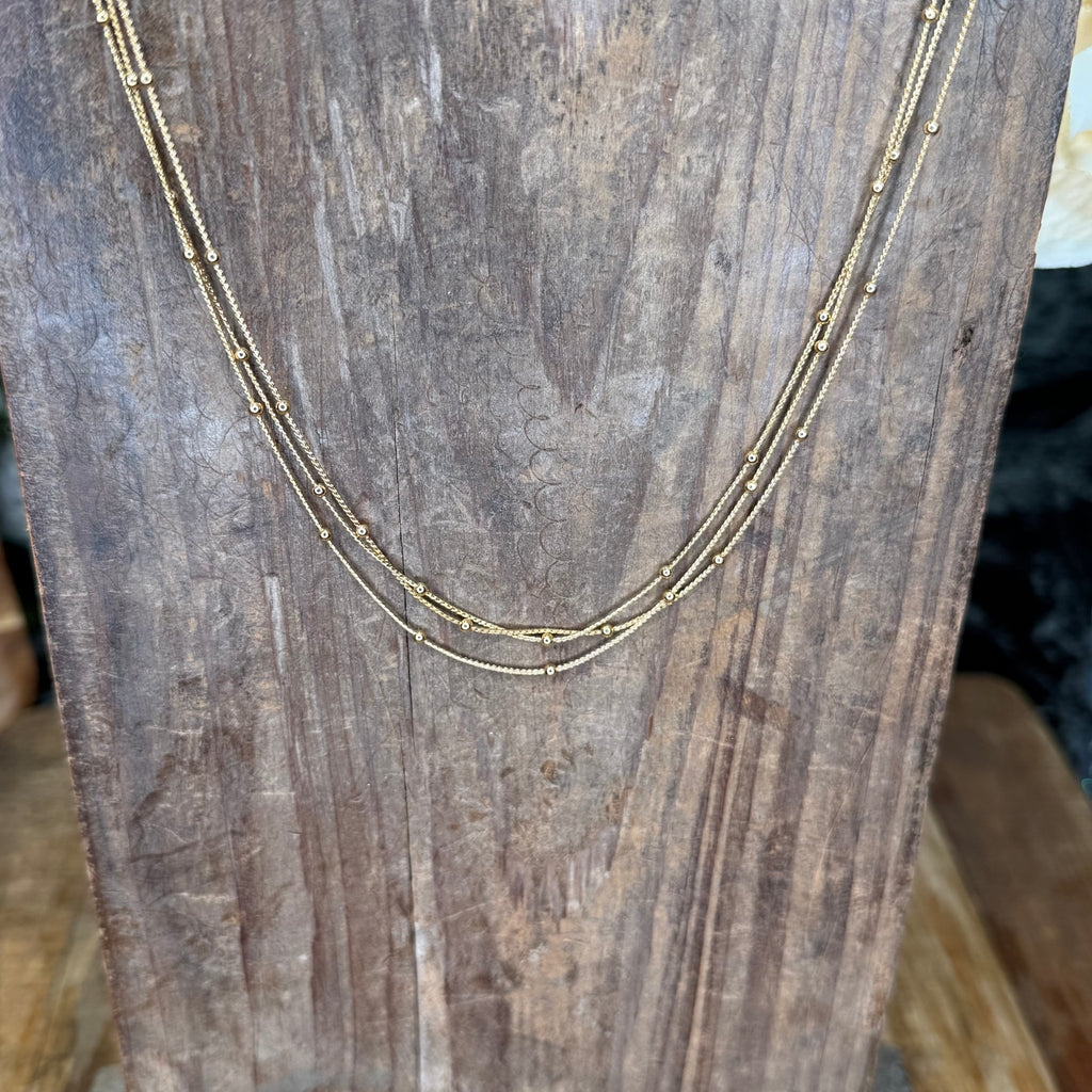 Fun 3 Strain Chain with Tiny Ball Detail Gold Fashion Necklace - Country Lace Boutique