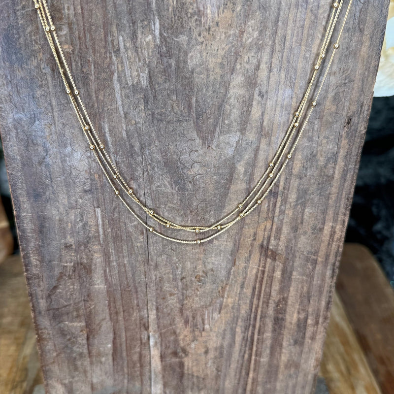 Fun 3 Strain Chain with Tiny Ball Detail Gold Fashion Necklace - Country Lace Boutique