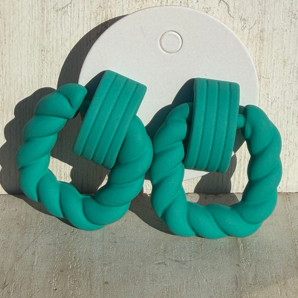 Funky Chunky Turquoise Fashion Earrings - Country Lace Boutique