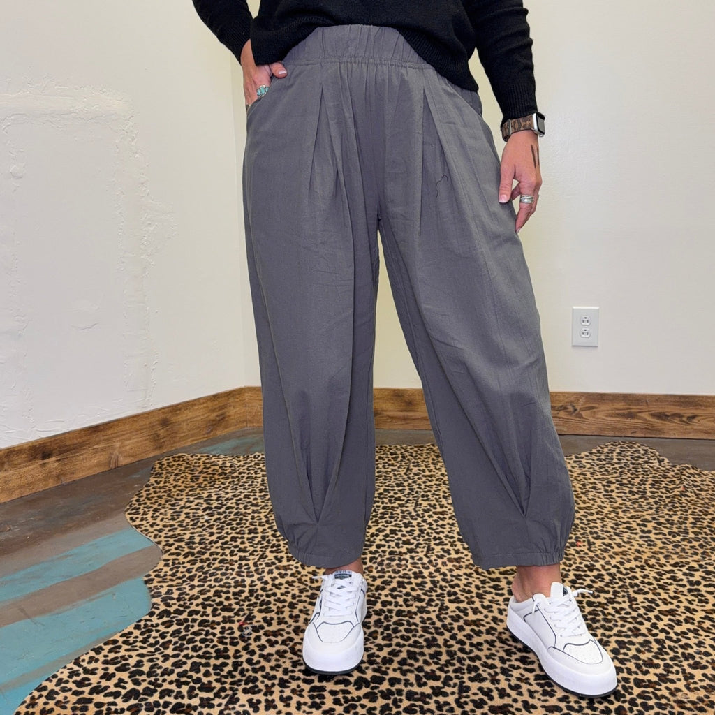 Gangster GreyElastic Waist Joggers - Country Lace Boutique