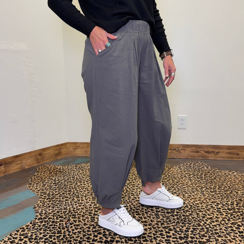 Gangster GreyElastic Waist Joggers - Country Lace Boutique