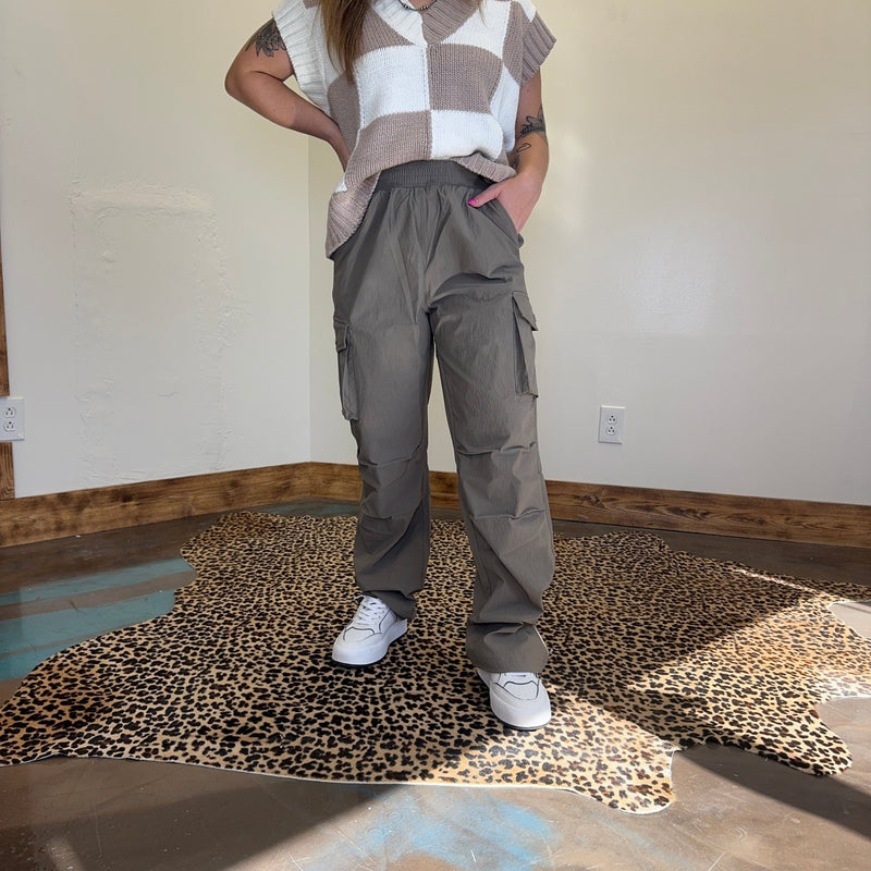 Gangster Olive Elastic Waist Cargo Pants Small