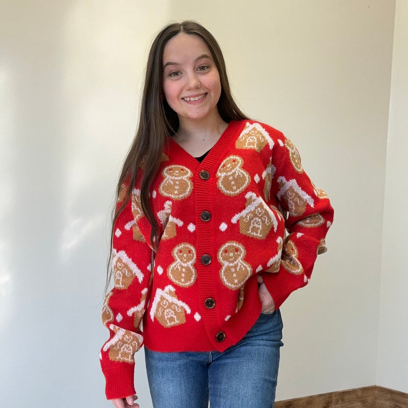 Gingerbread Button Cardigan Long Sleeve Sweater - Country Lace Boutique