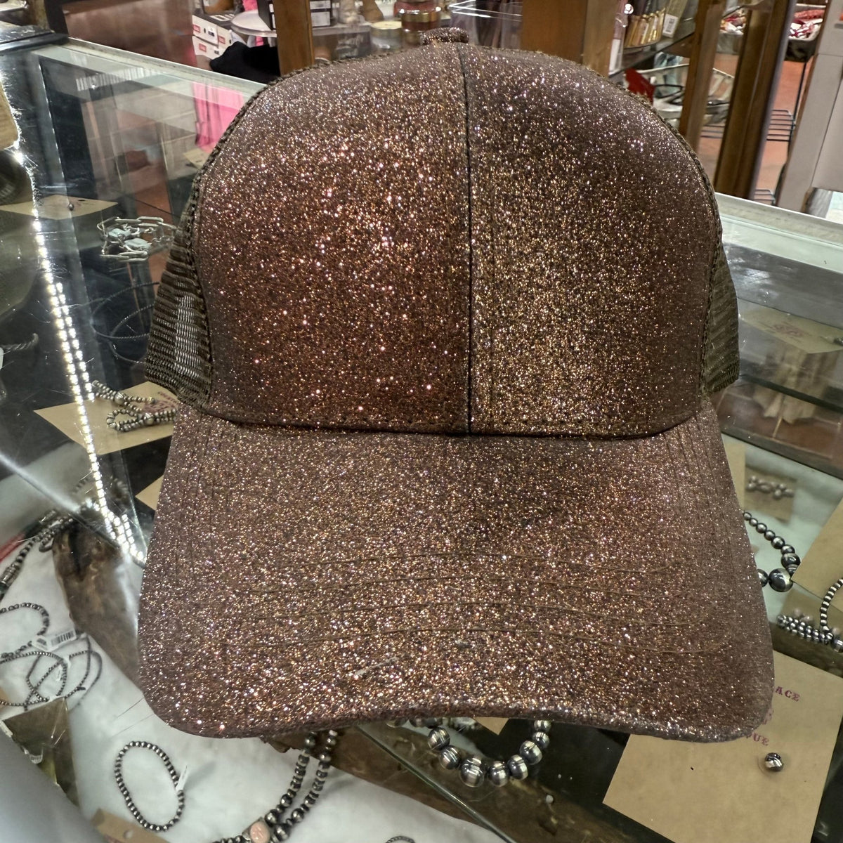 Glittery Bronze Pony Tail C.C.Hat - Country Lace Boutique
