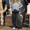 Glossy Leather Look Wide Leg Flare Pants Black Mono B - Country Lace Boutique