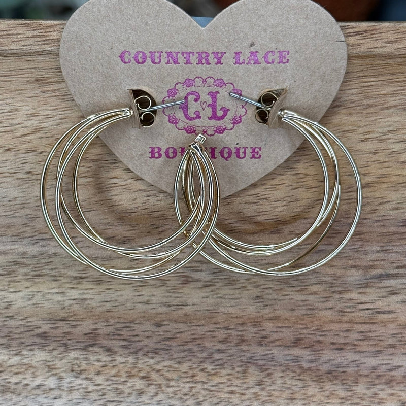 Gold 4 Hoop Fashion Earring - Country Lace Boutique