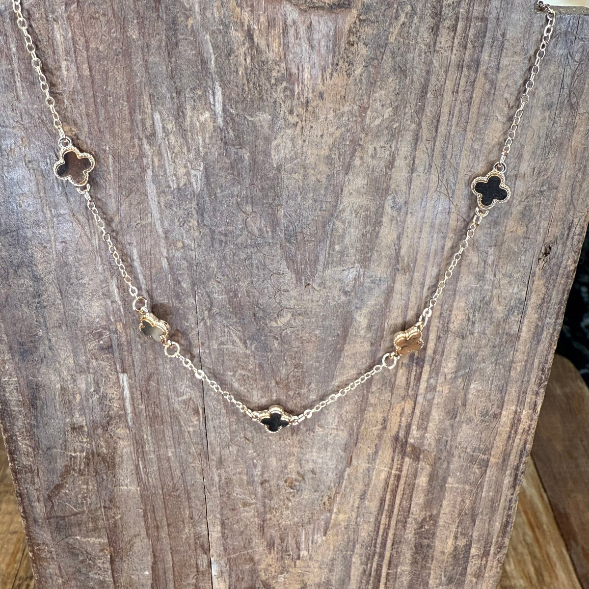 Gold Chain Link & Gold Detail Patterned Fashion Necklace - Country Lace Boutique