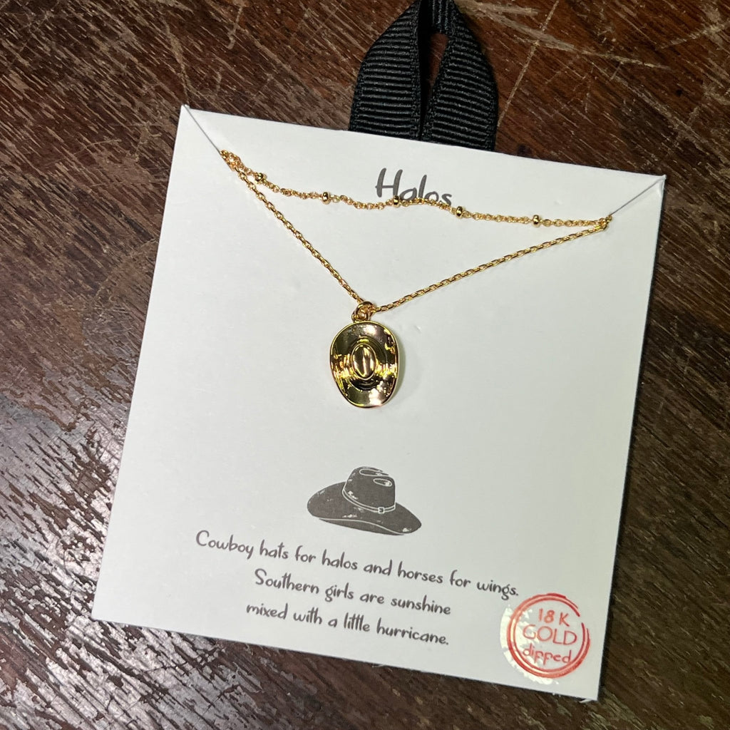 Gold Cowboy Hat Fashion Necklace - Country Lace Boutique