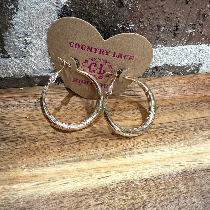 Gold Everyday Hoop Fashion Earrings - Country Lace Boutique