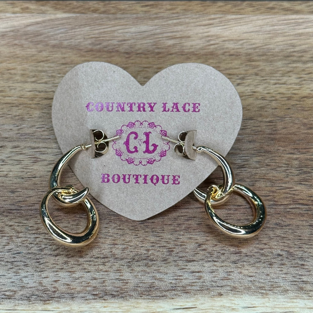 Gold Hoop & Dangle Post Fashion Earring - Country Lace Boutique