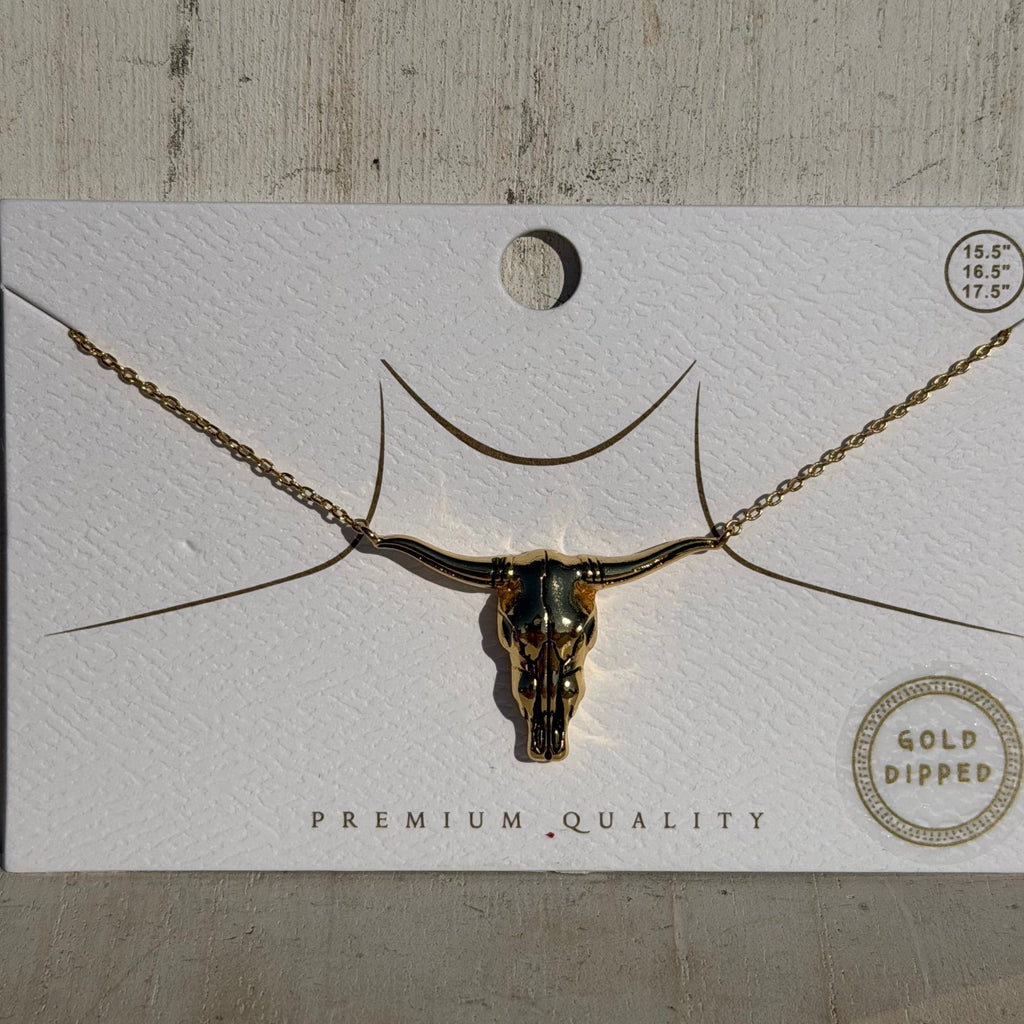 Gold Long Horn Fashion Necklace - Country Lace Boutique